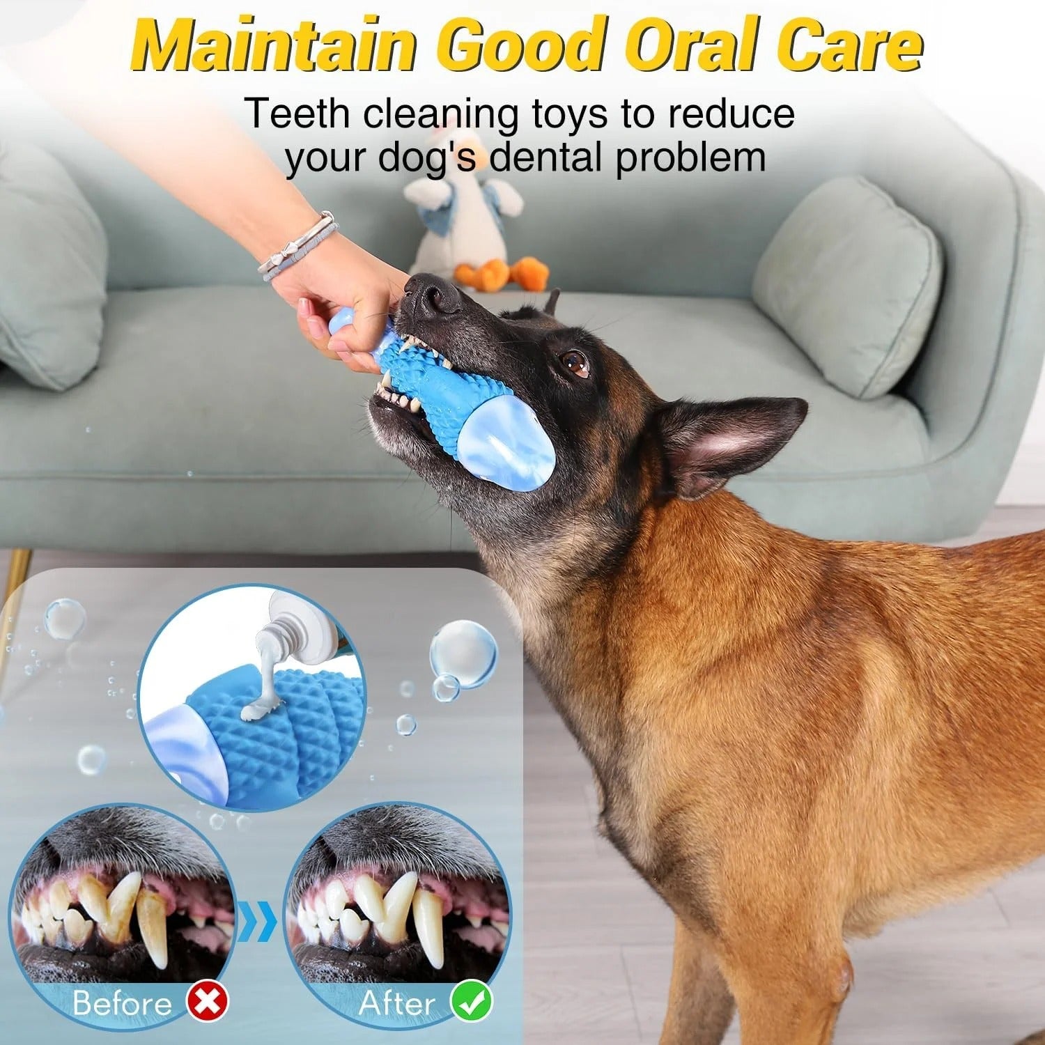 Indestructible Dog Chew Toys for Aggressive Chewers, Durable Squeaky Chew Toys for Large and Medium Dogs, Tough Interactive Puppy Toys for Dental Care, Training, and Indoor/Outdoor Play