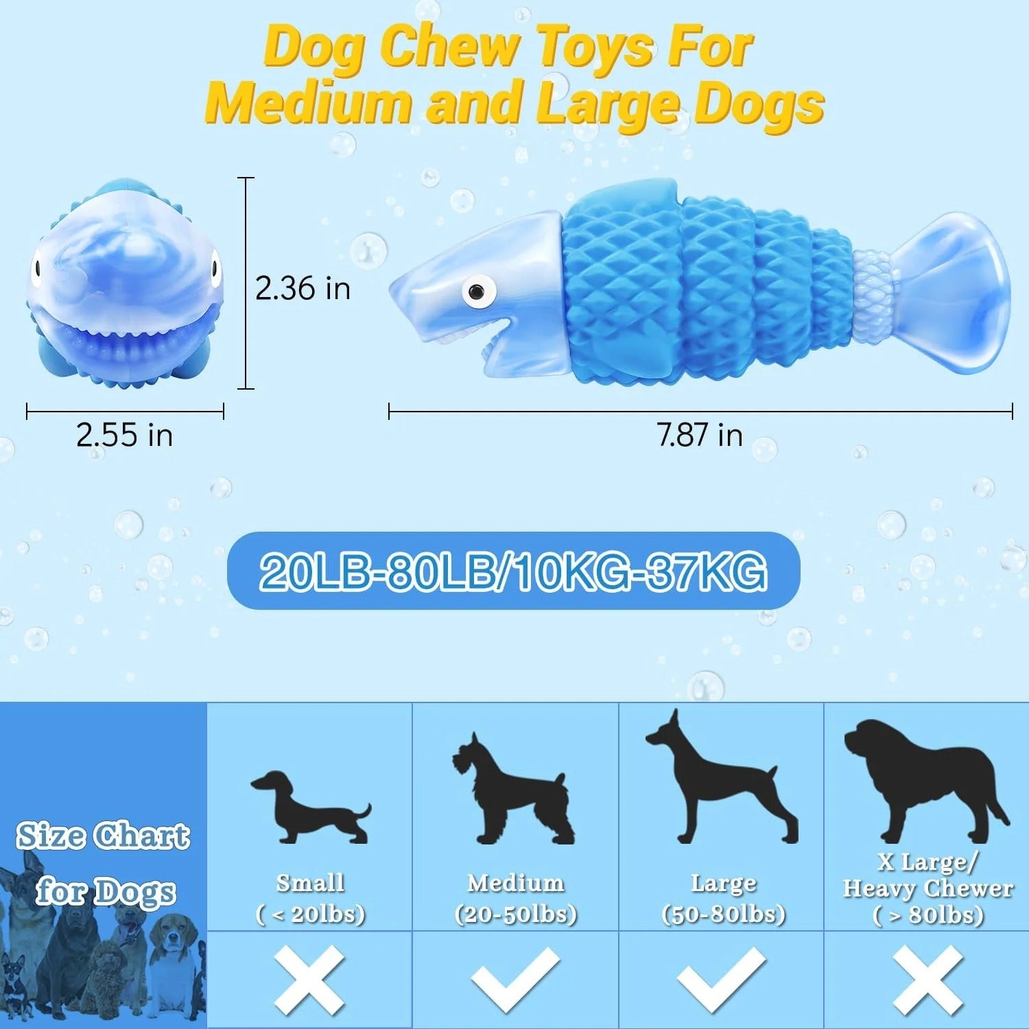 Indestructible Dog Chew Toys for Aggressive Chewers, Durable Squeaky Chew Toys for Large and Medium Dogs, Tough Interactive Puppy Toys for Dental Care, Training, and Indoor/Outdoor Play