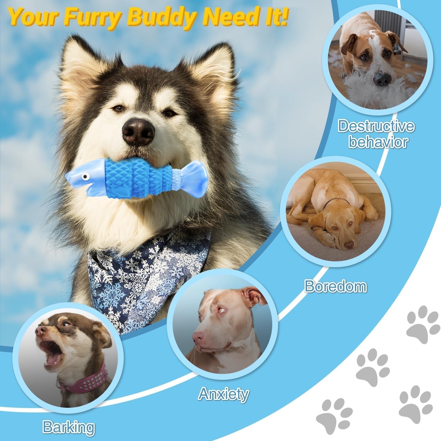 Indestructible Dog Chew Toys for Aggressive Chewers, Durable Squeaky Chew Toys for Large and Medium Dogs, Tough Interactive Puppy Toys for Dental Care, Training, and Indoor/Outdoor Play