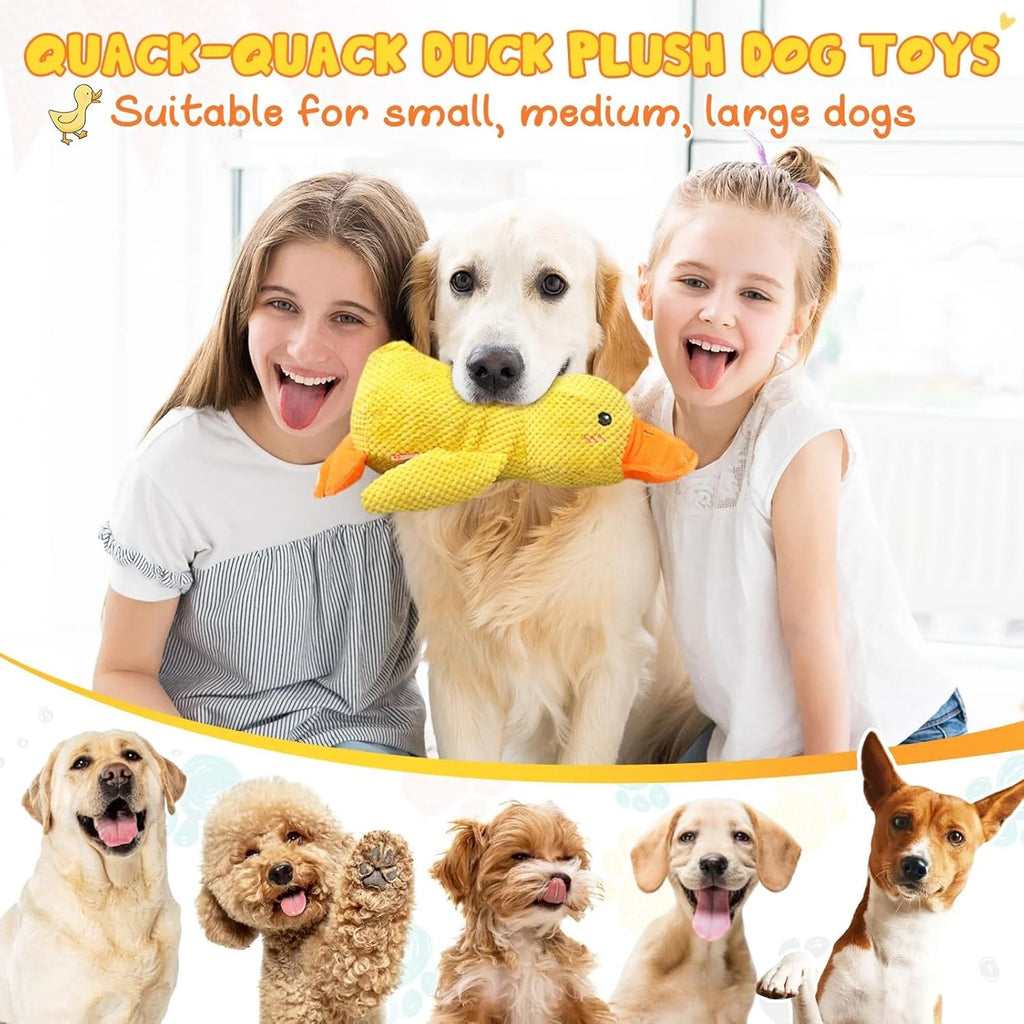 9in Durable Duck Dog Toy for Puppies and Adult Dogs, Calming Chew Toy for Indoor Play, Yellow Interactive Dog Toy for Teething, Tugging, Fetching, and Stress Relief for All Breeds
