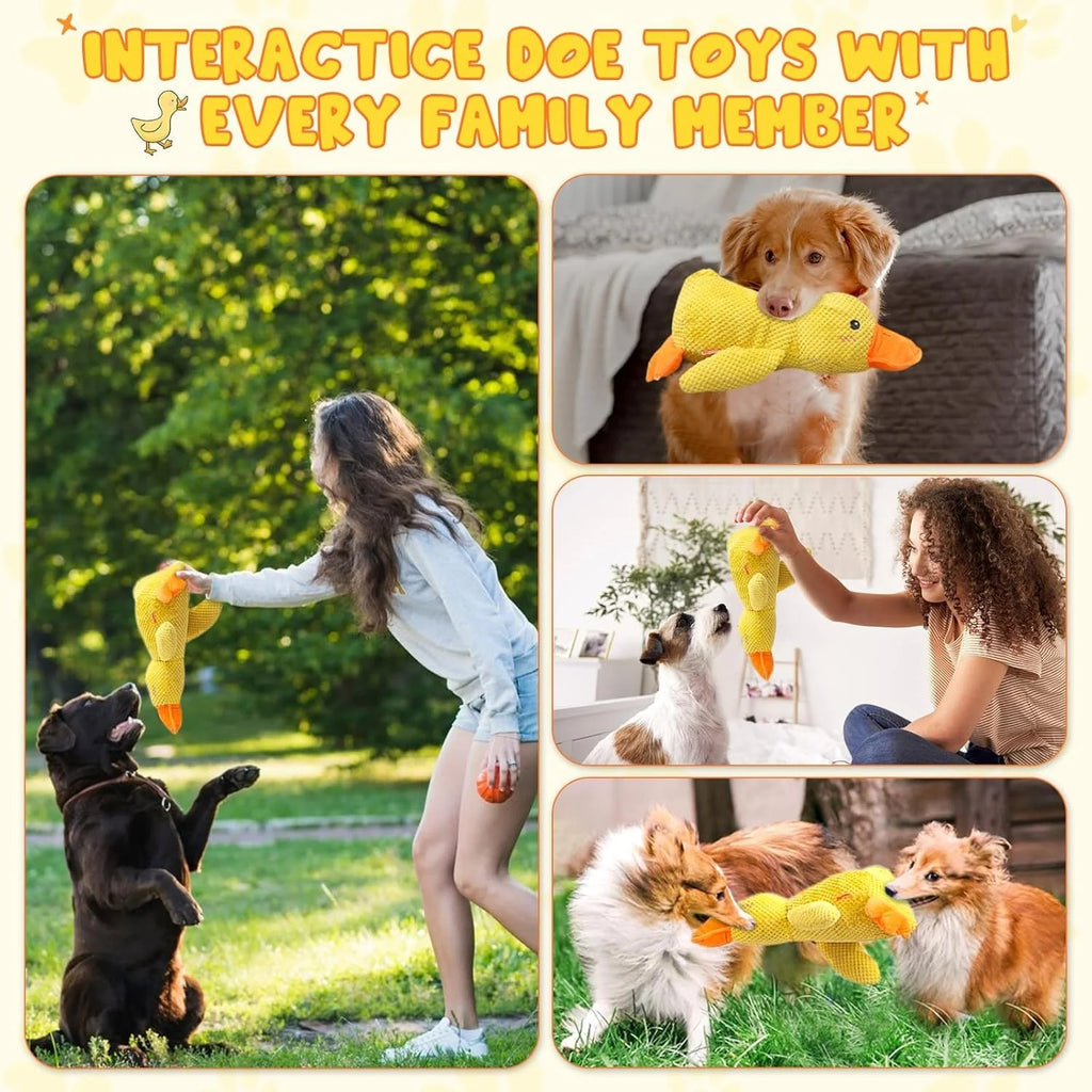 9in Durable Duck Dog Toy for Puppies and Adult Dogs, Calming Chew Toy for Indoor Play, Yellow Interactive Dog Toy for Teething, Tugging, Fetching, and Stress Relief for All Breeds
