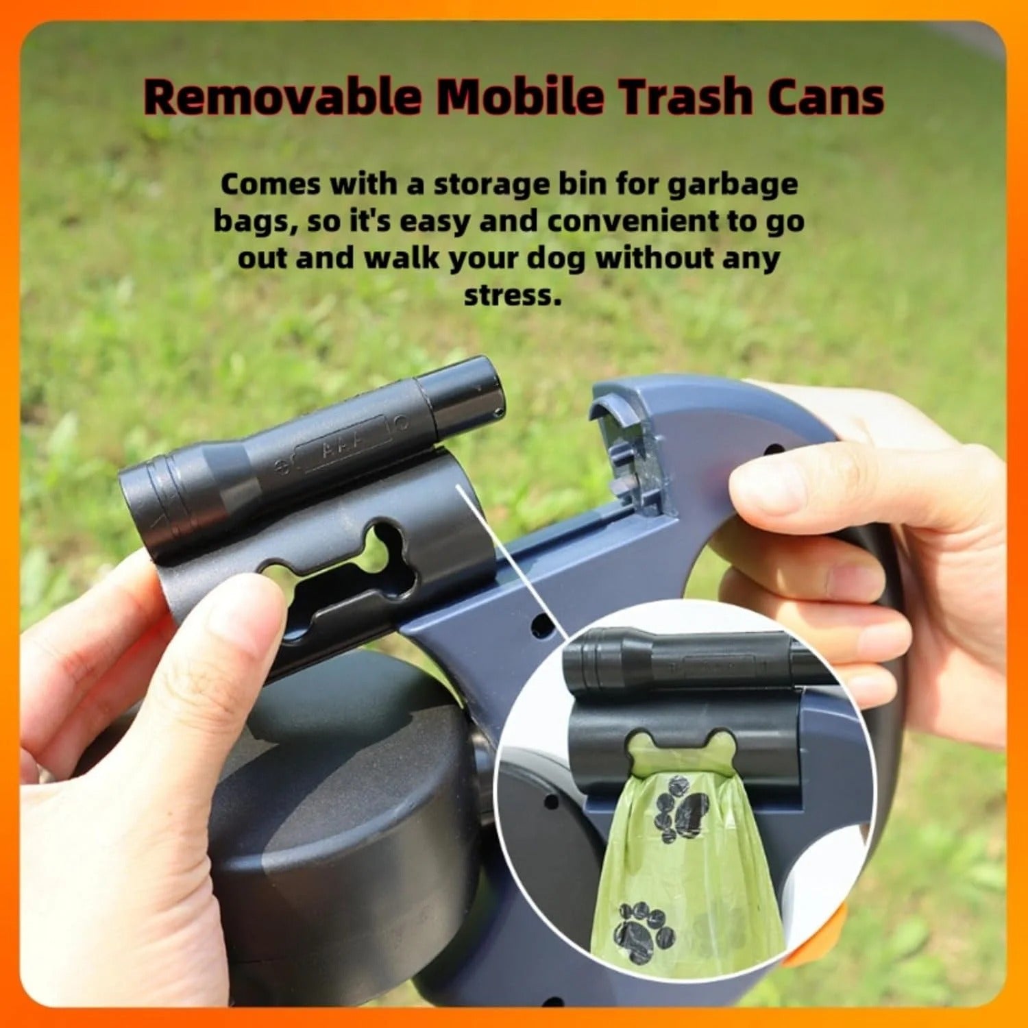 Dual Retractable Dog Leash for Two Dogs, Hands-Free Walking Accessory with Built-In Flashlight and Poop Bag Holder, 360° Rotating Double Pet Leash for Small, Medium, and Large Dogs