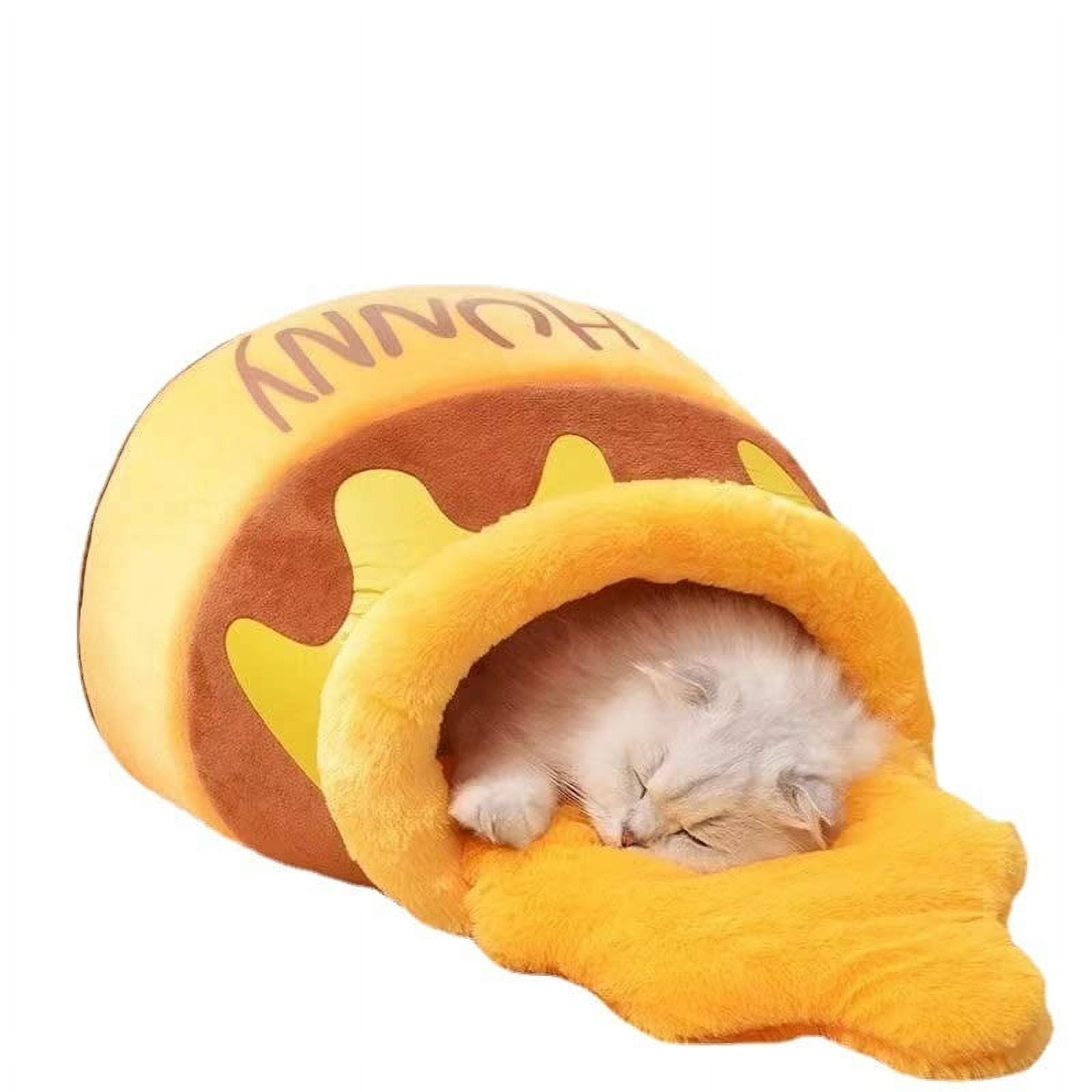 Luxury Cat Bed House for Small Cats Plush Pet Cushion Basket Honey Jar Design Soft Cozy Sleeping Mat Indoor Cat Furniture Comfortable Resting Space for Kittens and Small Breeds