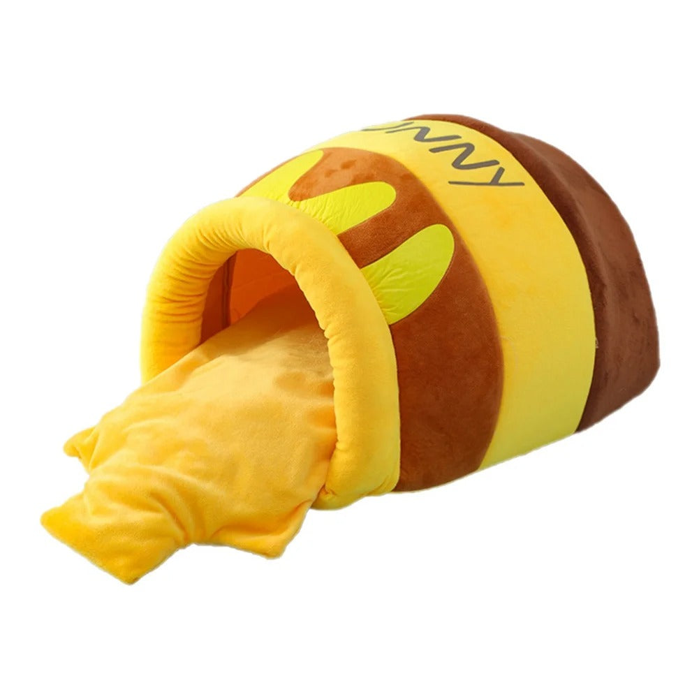 Luxury Cat Bed House for Small Cats Plush Pet Cushion Basket Honey Jar Design Soft Cozy Sleeping Mat Indoor Cat Furniture Comfortable Resting Space for Kittens and Small Breeds