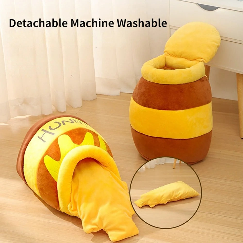 Luxury Cat Bed House for Small Cats Plush Pet Cushion Basket Honey Jar Design Soft Cozy Sleeping Mat Indoor Cat Furniture Comfortable Resting Space for Kittens and Small Breeds