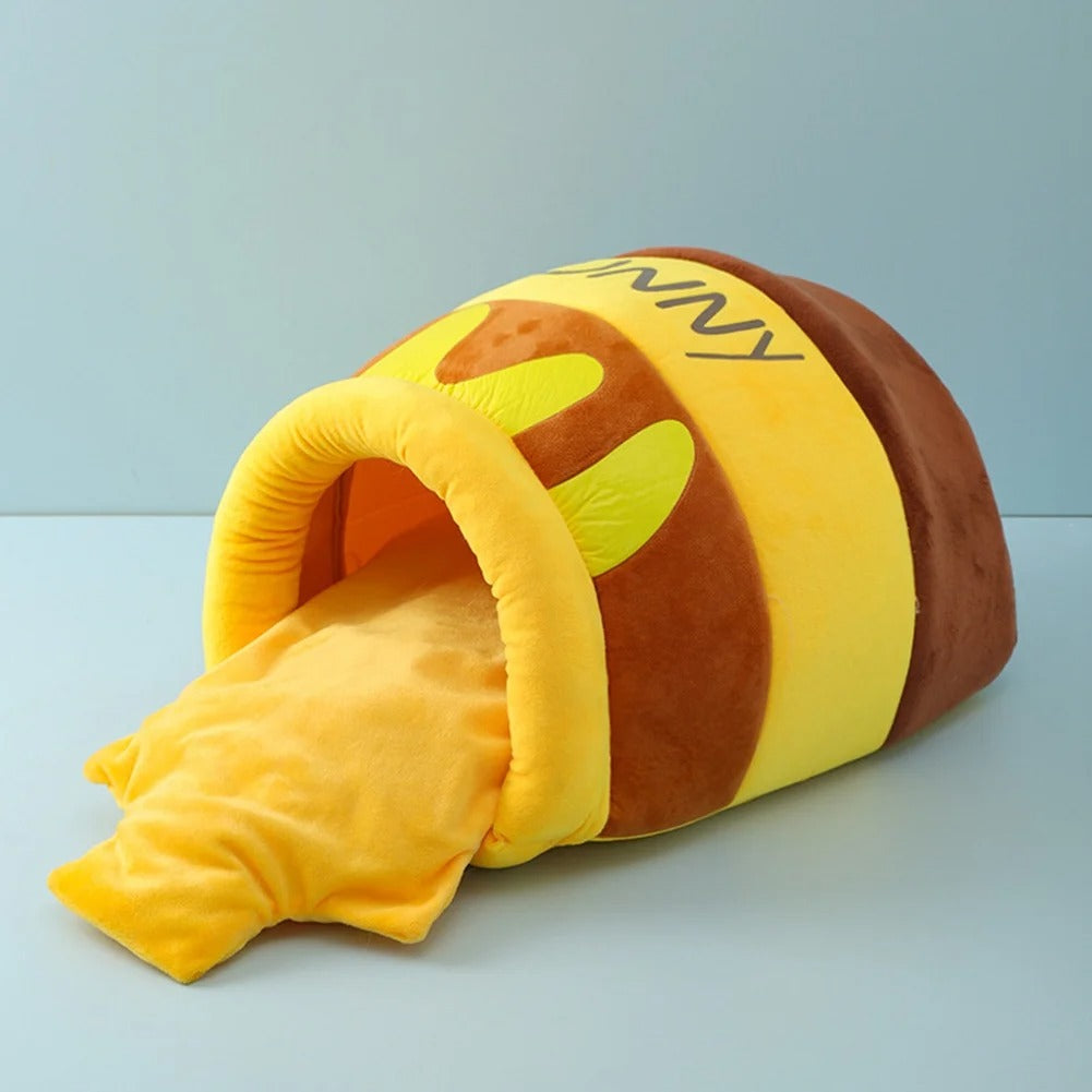 Luxury Cat Bed House for Small Cats Plush Pet Cushion Basket Honey Jar Design Soft Cozy Sleeping Mat Indoor Cat Furniture Comfortable Resting Space for Kittens and Small Breeds