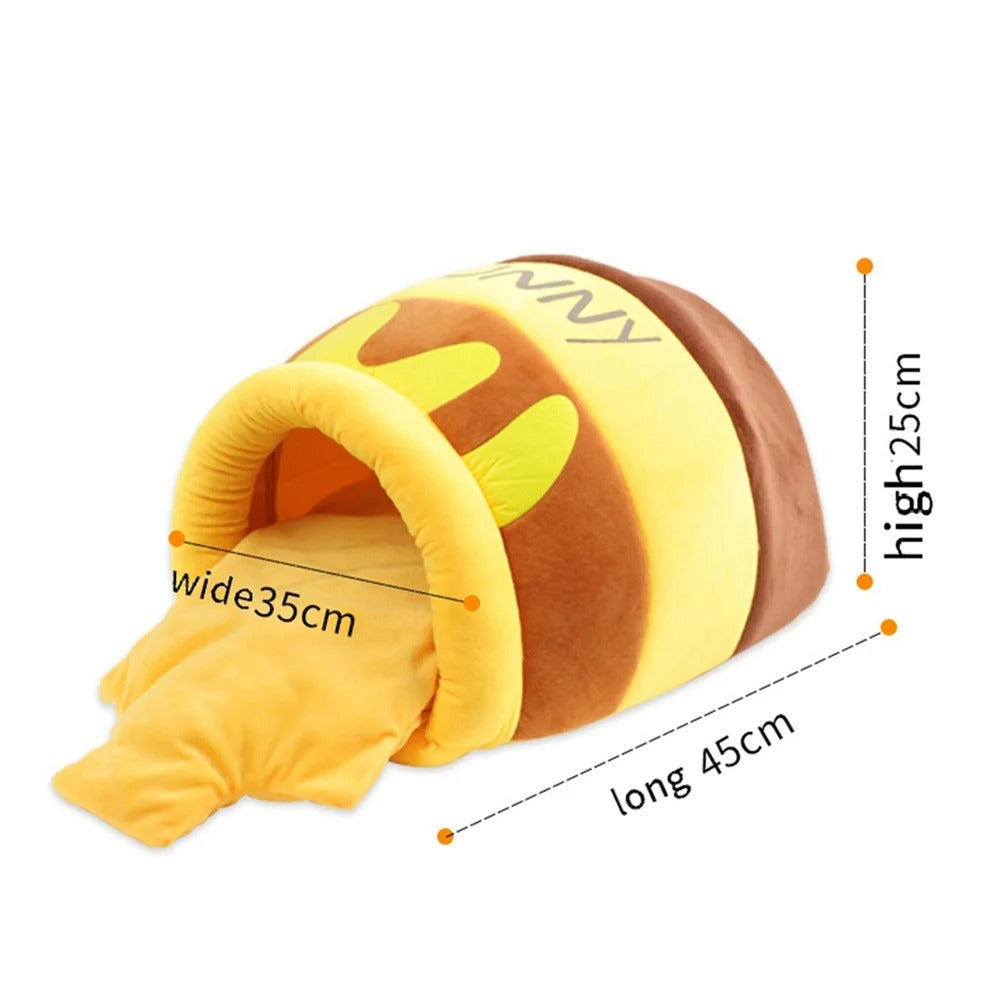 Luxury Cat Bed House for Small Cats Plush Pet Cushion Basket Honey Jar Design Soft Cozy Sleeping Mat Indoor Cat Furniture Comfortable Resting Space for Kittens and Small Breeds