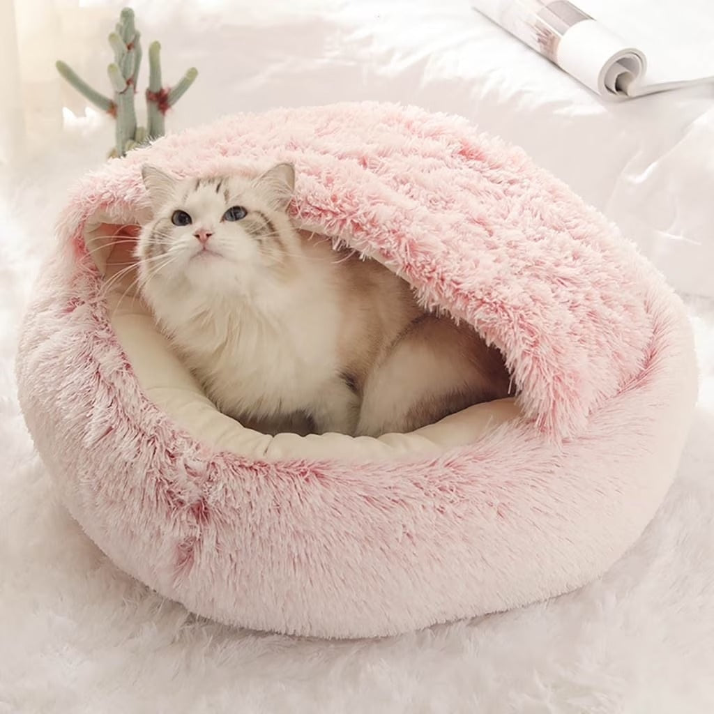 Luxury Small Dog Bed for Indoor Puppies and Tiny Dogs Round Plush Pet Cushion Washable Anti-Slip Bottom Soft Cozy Winter Sleeping Mat for Kittens and Small Breeds 15 Inches