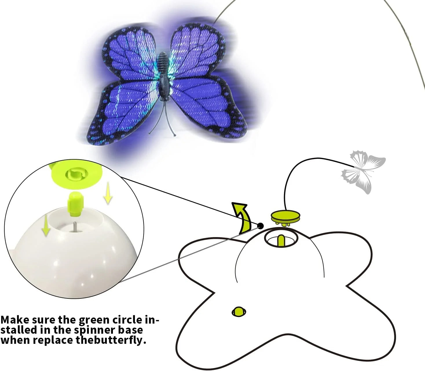 Interactive Fluttering Butterfly Cat Toy Automatic Rotating Wand for Indoor Cats Stimulates Hunting Instincts Engaging Kitten Exercise Fun and Mental Stimulation