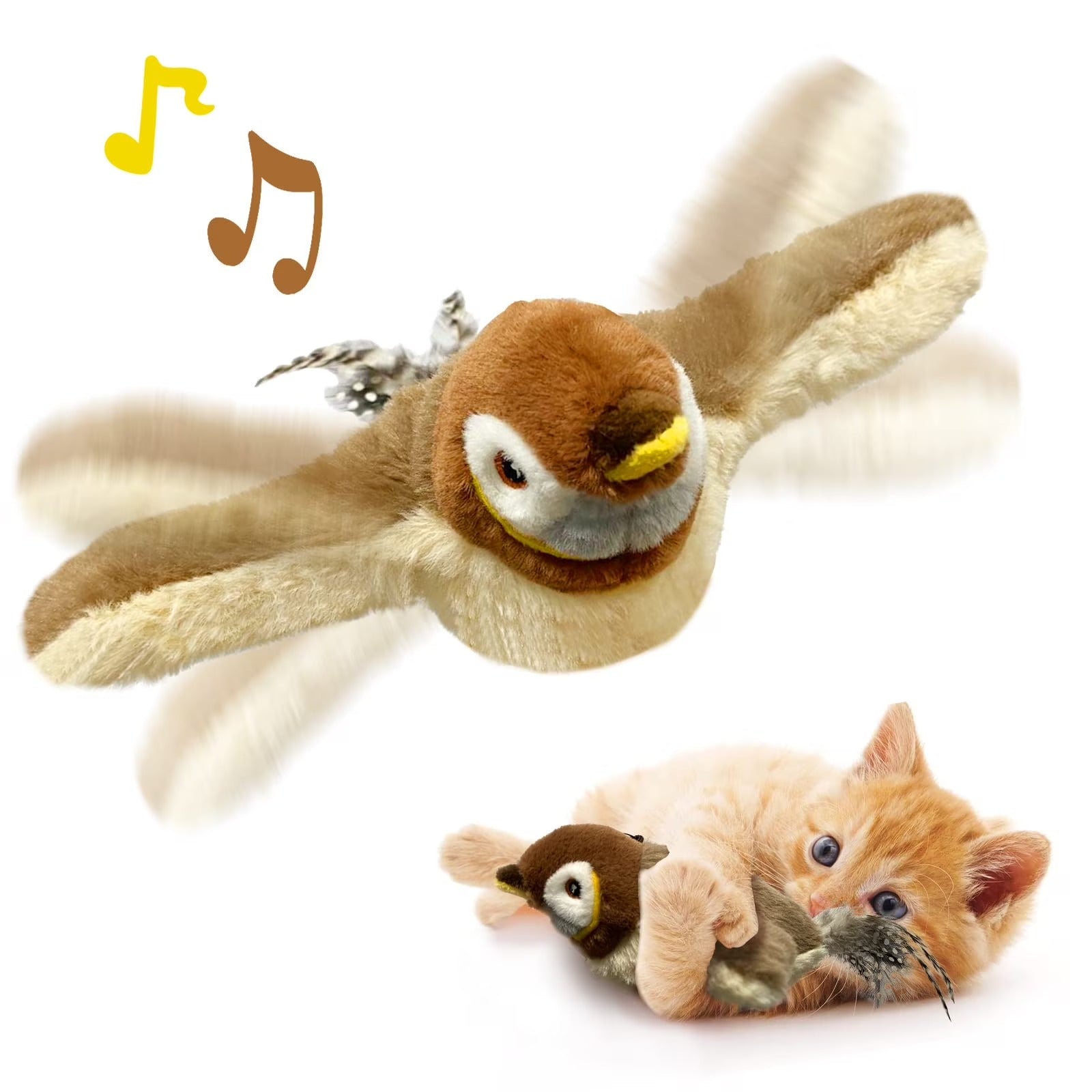 Interactive Flapping Bird Cat Toy Rechargeable Touch-Activated Kicker Catnip Play Toy for Kittens and Cats Realistic Wing Movement Exercise and Hunting Simulation Indoor Fun
