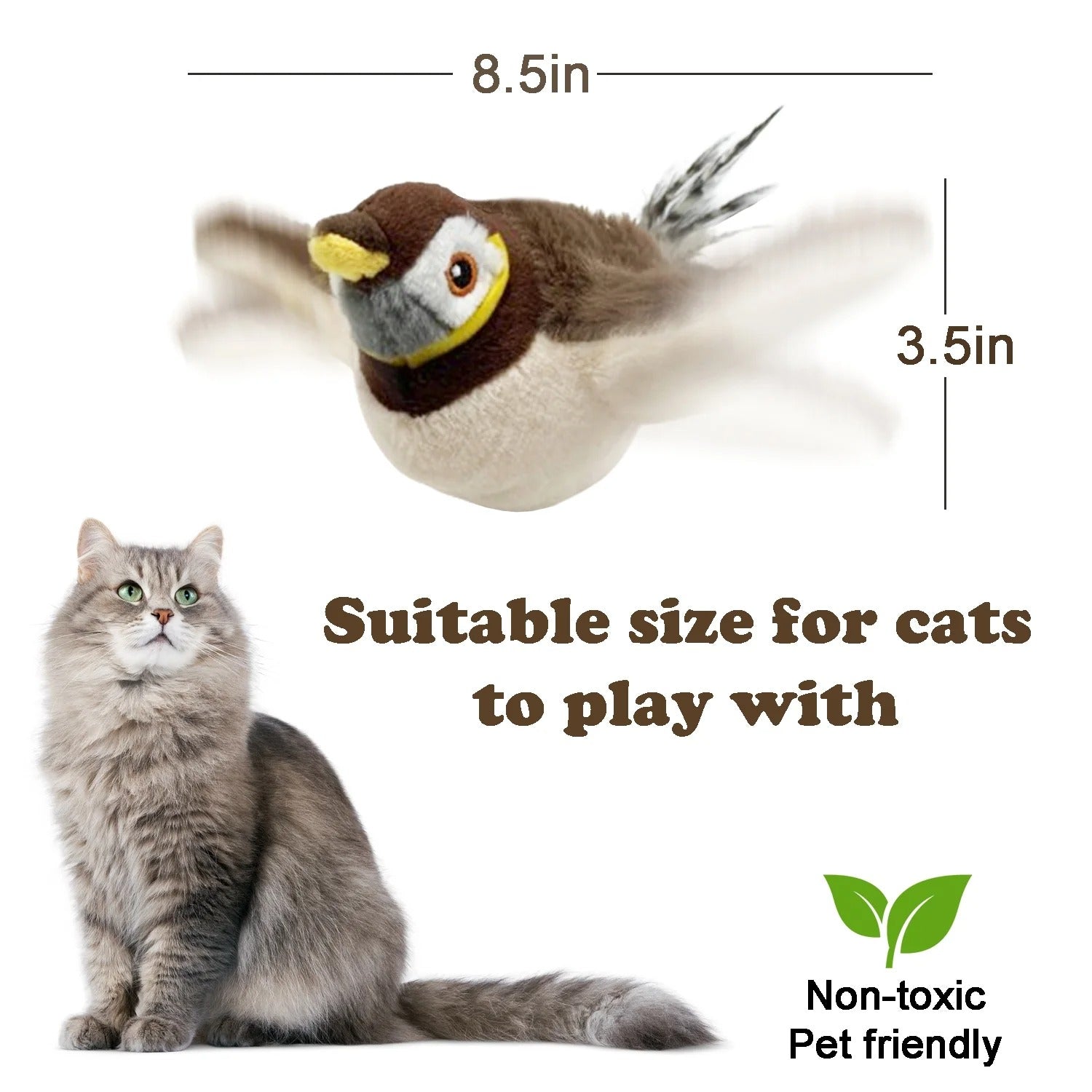 Interactive Flapping Bird Cat Toy Rechargeable Touch-Activated Kicker Catnip Play Toy for Kittens and Cats Realistic Wing Movement Exercise and Hunting Simulation Indoor Fun