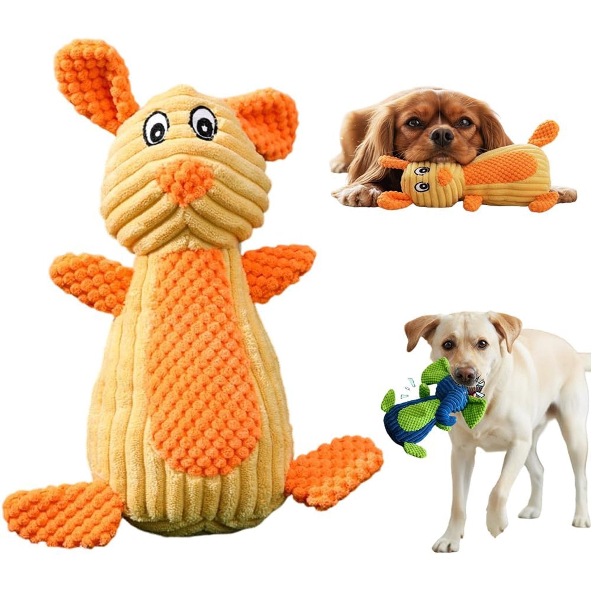 Reinforced Plush Dog Toy for Small and Medium Dogs, Durable Multi-Layer Squeaky Animal Toy with Textured Surface for Chewing, Interactive Play, and Daily Engagement