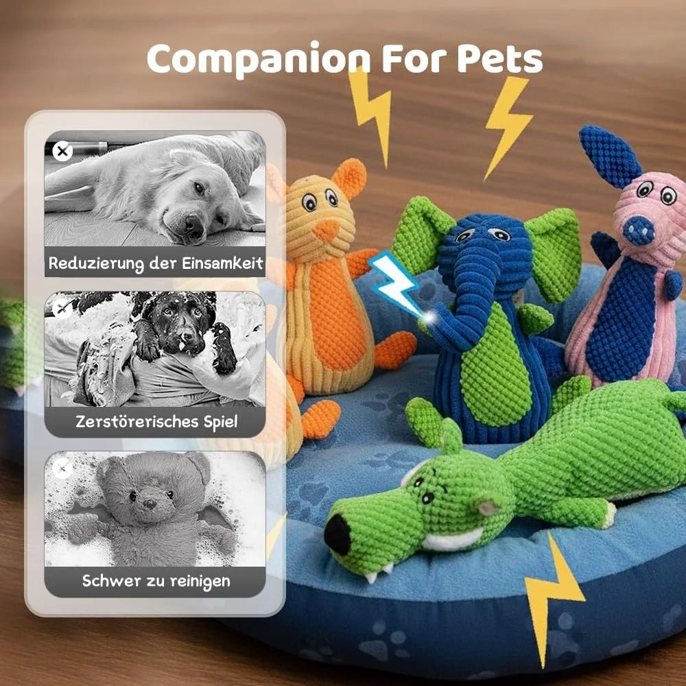 Reinforced Plush Dog Toy for Small and Medium Dogs, Durable Multi-Layer Squeaky Animal Toy with Textured Surface for Chewing, Interactive Play, and Daily Engagement