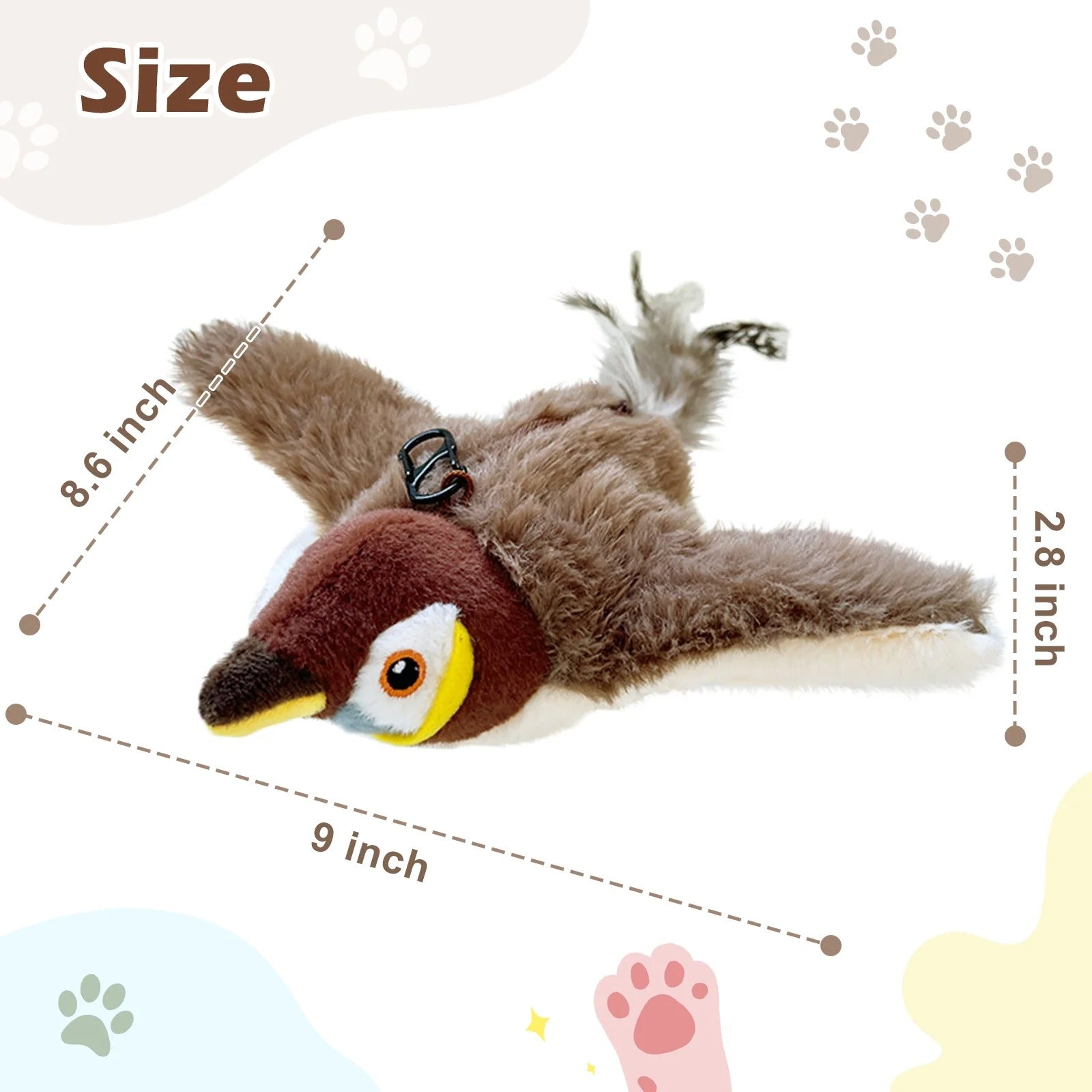 Interactive Flapping Chirping Bird Cat Toy for Indoor Cats Touch-Activated Automatic Rechargeable Kitten Toy with Catnip Engaging Hunting and Play Exercise