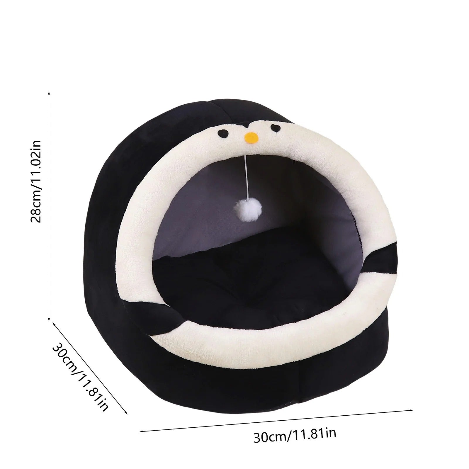 Semi-Enclosed Cat Bed for Indoor Cats, Cozy Plush Cat Cave with Soft Premium Cotton Cushion, Lightweight Portable Pet Sleeping Bed for Kittens, Small Cats and Small Dogs 30x30x28cm Multicolor