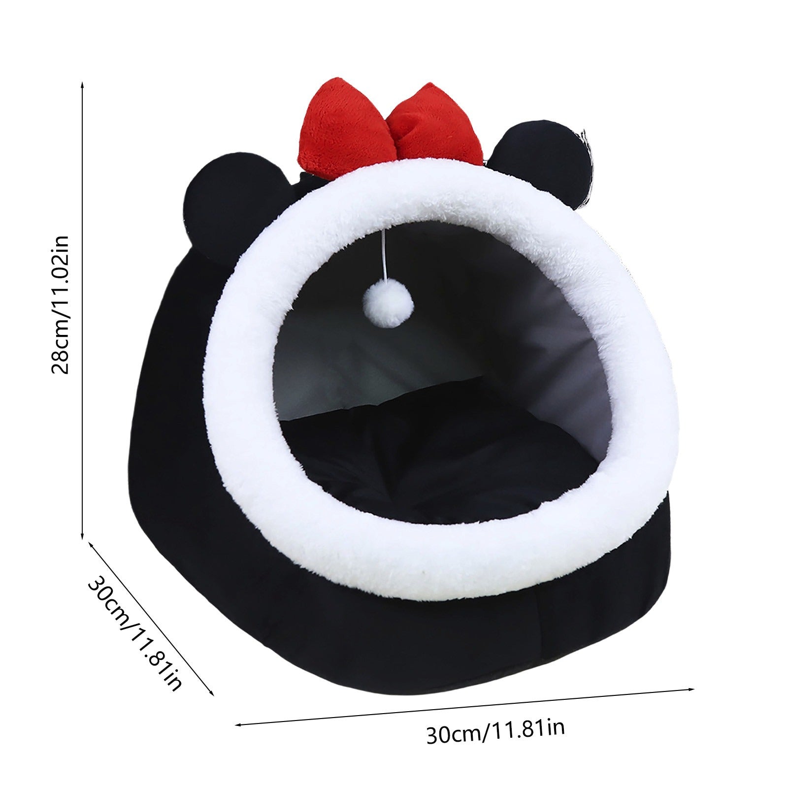 Semi-Enclosed Cat Bed for Indoor Cats, Cozy Plush Cat Cave with Soft Premium Cotton Cushion, Lightweight Portable Pet Sleeping Bed for Kittens, Small Cats and Small Dogs 30x30x28cm Multicolor