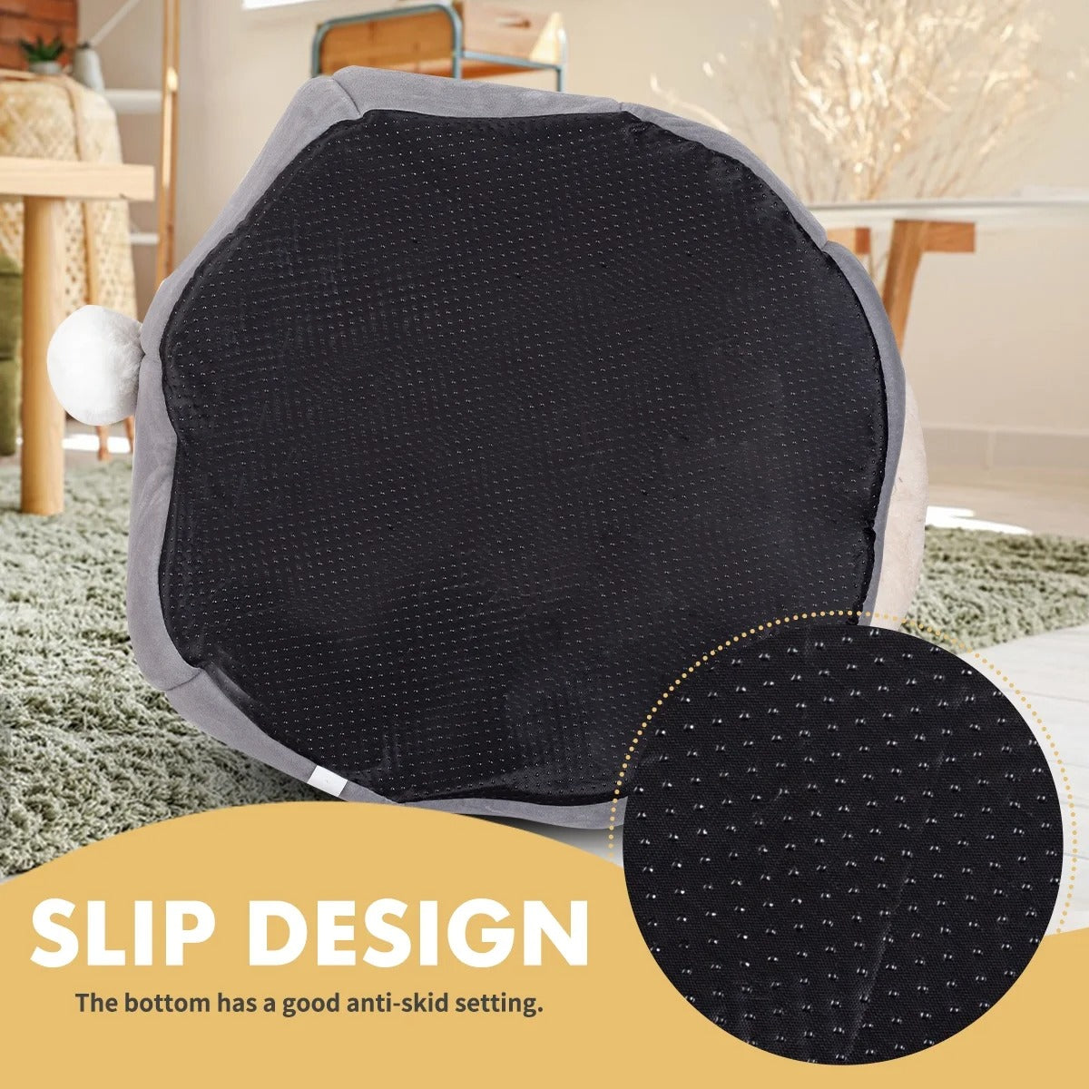 Plush Cat Bed Cave for Small and Medium Indoor Cats and Dogs, Soft Enclosed Pet House with Bunny Ears and Cushion, Non-Slip Cozy Sleeping Bed for Kittens, Puppies and Small Pets 15"x15"x15" Gray