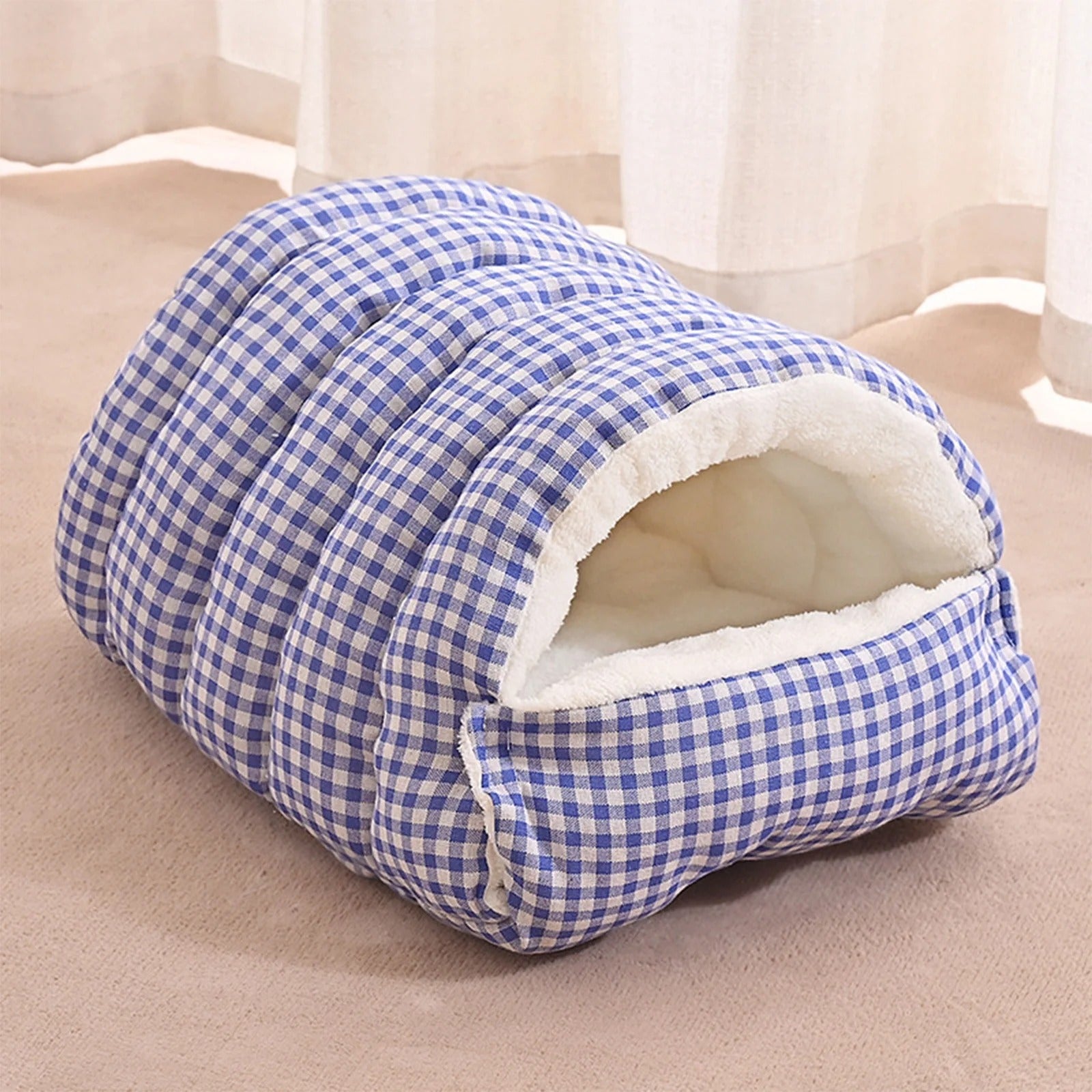 2PCS Semi-Enclosed Cat Beds for Indoor Cats, Plush Covered Cat Cave with Soft Detachable Cushion, Large Cozy Sleeping Space for Kittens, Small Cats and Small Dogs, Portable and Washable Pet Bed 30x30x28cm Multicolor