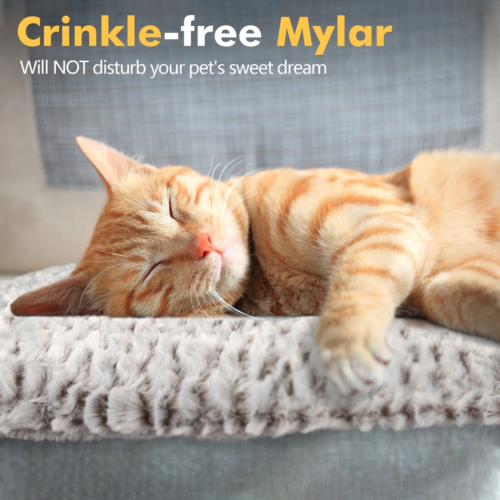 Self-Warming Reversible Cat Bed for Indoor Cats and Small Dogs, Thermal Plush Pet Pad with Soft Fluffy Cushion, Portable Cozy Heating Pet Bed for Rest and Sleep, Washable 27.5 x 18.5 Inches