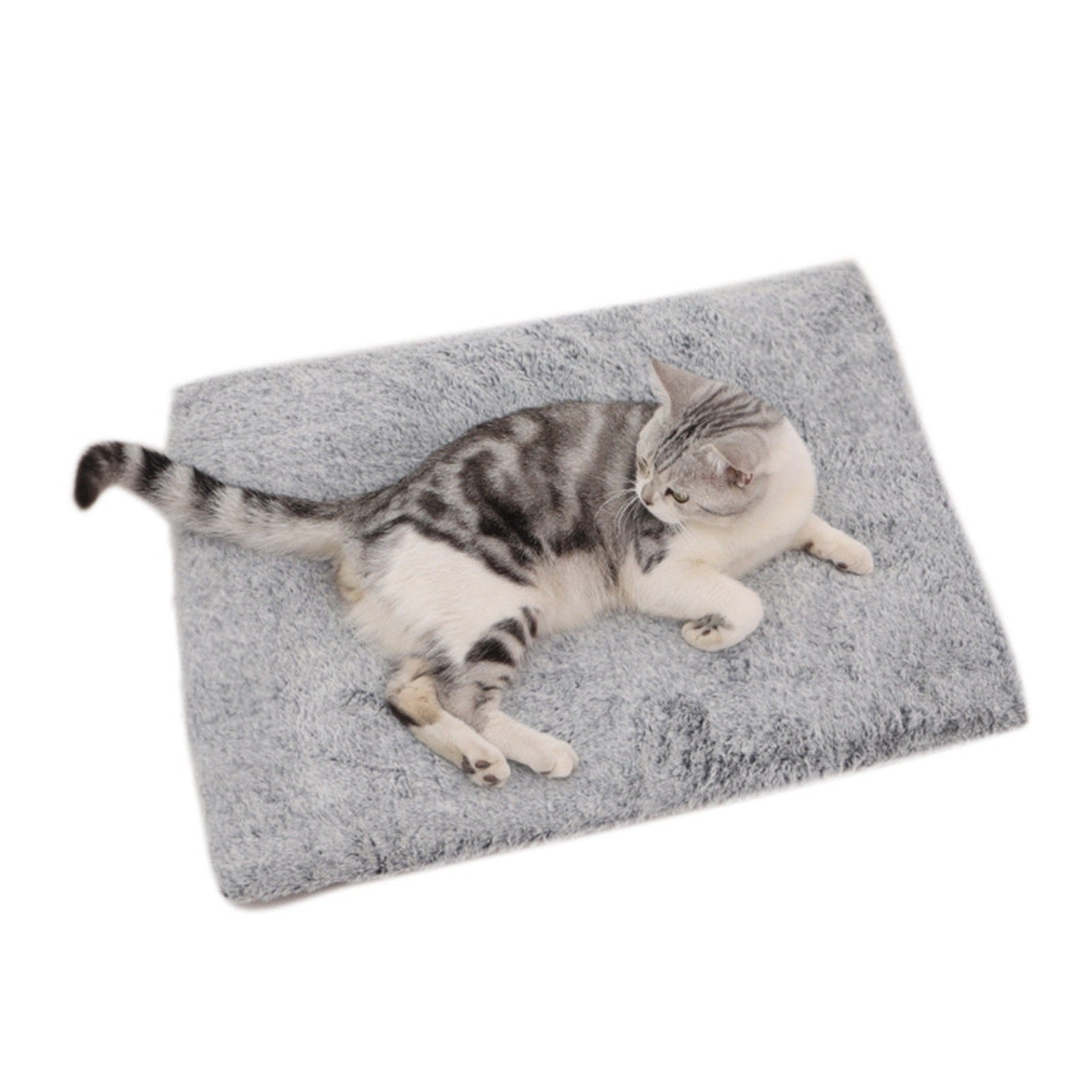 Self-Warming Reversible Cat Bed for Indoor Cats and Small Dogs, Thermal Plush Pet Pad with Soft Fluffy Cushion, Portable Cozy Heating Pet Bed for Rest and Sleep, Washable 27.5 x 18.5 Inches