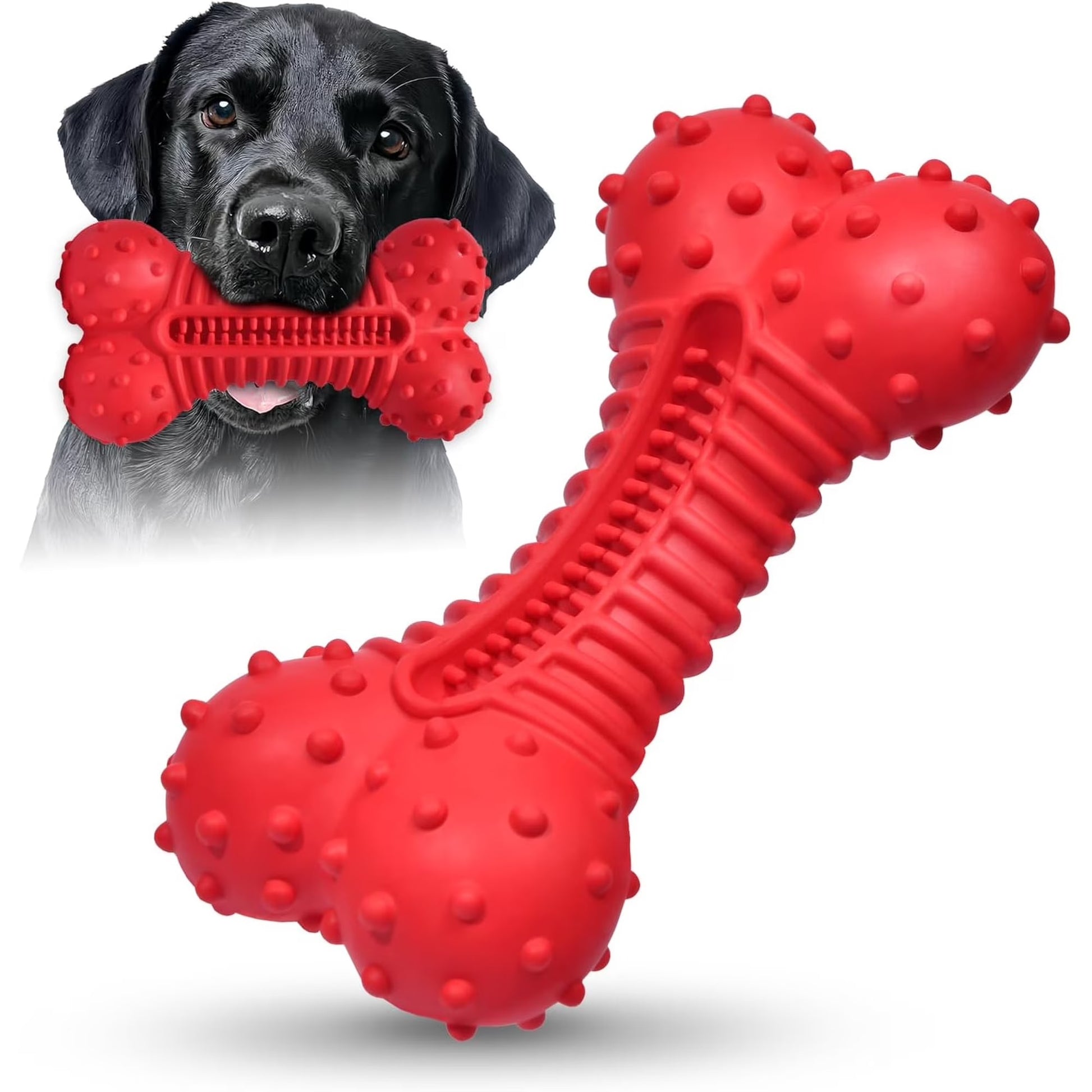 Durable Dog Chew Toys for Aggressive Chewers, Natural Rubber Bone Toy for Medium and Large Dogs, Textured Chewing Toy for Strong Jaws and Daily Play