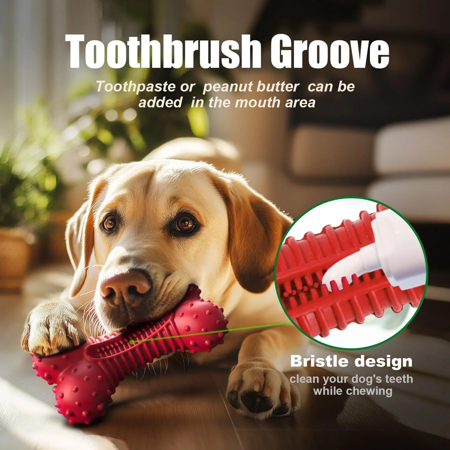 Durable Dog Chew Toys for Aggressive Chewers, Natural Rubber Bone Toy for Medium and Large Dogs, Textured Chewing Toy for Strong Jaws and Daily Play