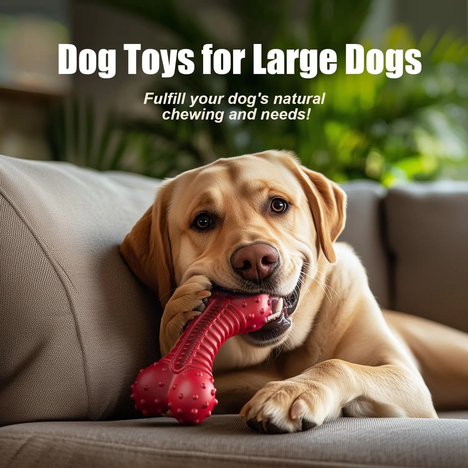 Durable Dog Chew Toys for Aggressive Chewers, Natural Rubber Bone Toy for Medium and Large Dogs, Textured Chewing Toy for Strong Jaws and Daily Play