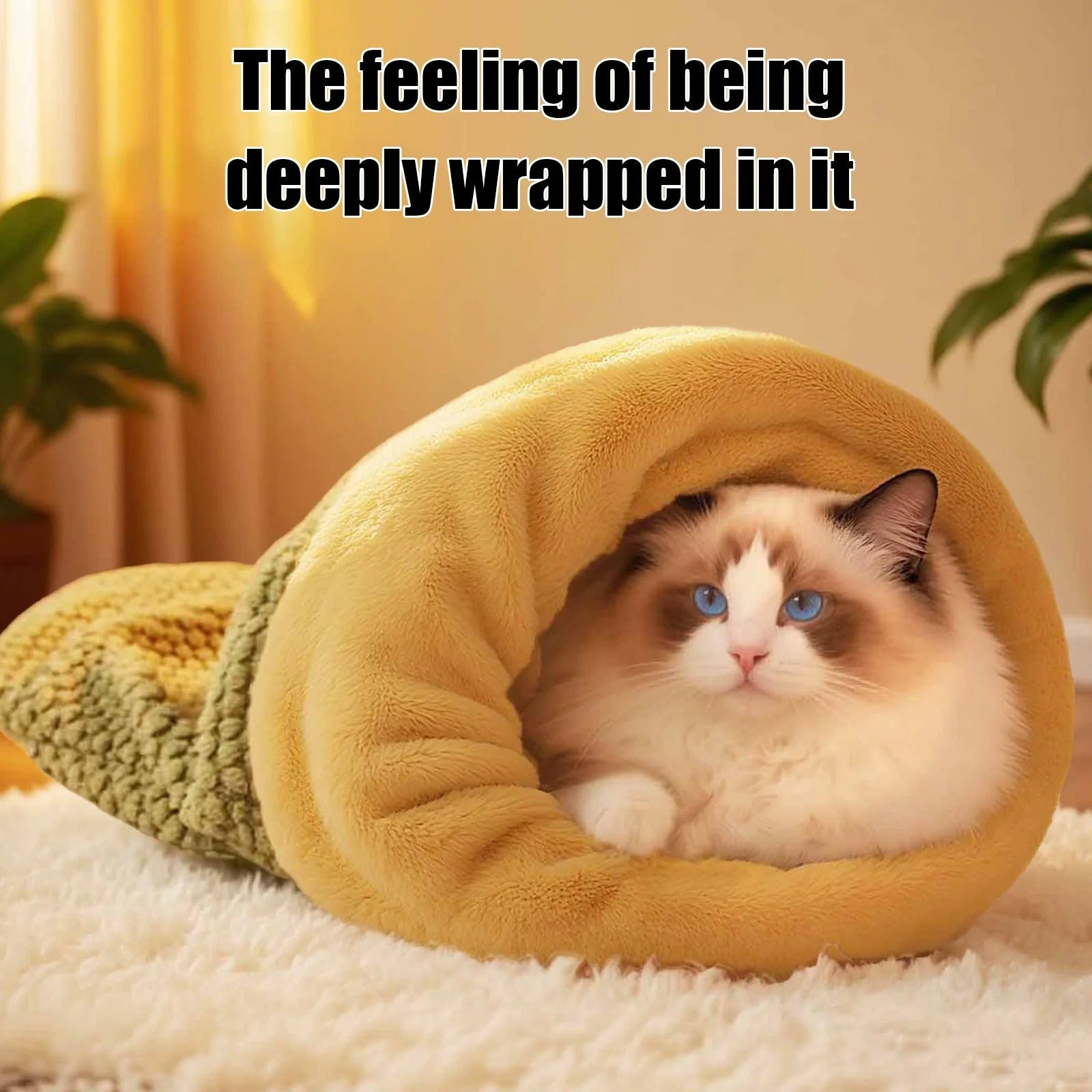 Cozy Cat Sleeping Bag Bed – Self-Warming Plush Sack, Winter Hideaway Cave Bed for Indoor Cats & Kittens, Soft Snuggle Sack for Small Dogs and Puppies