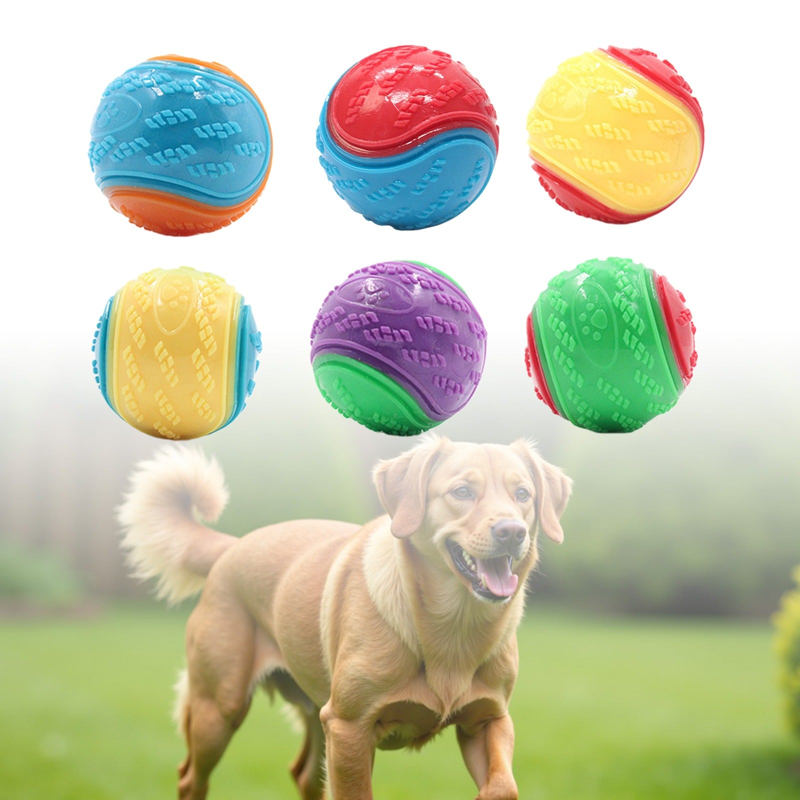 6-Pack Dog Chew Toys for Teething and Active Dogs, Durable Bite-Resistant Soft Plastic Chew Toys with Textured Surface for Interactive Play, Fetch, and Portable Pet Entertainment