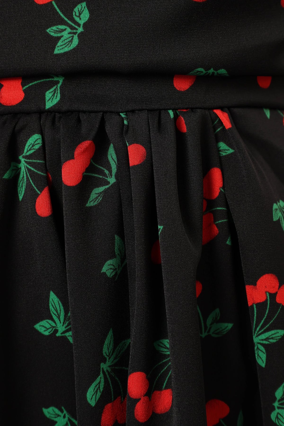 Chlo Puff Sleeve Midi Dress - Cherry Print