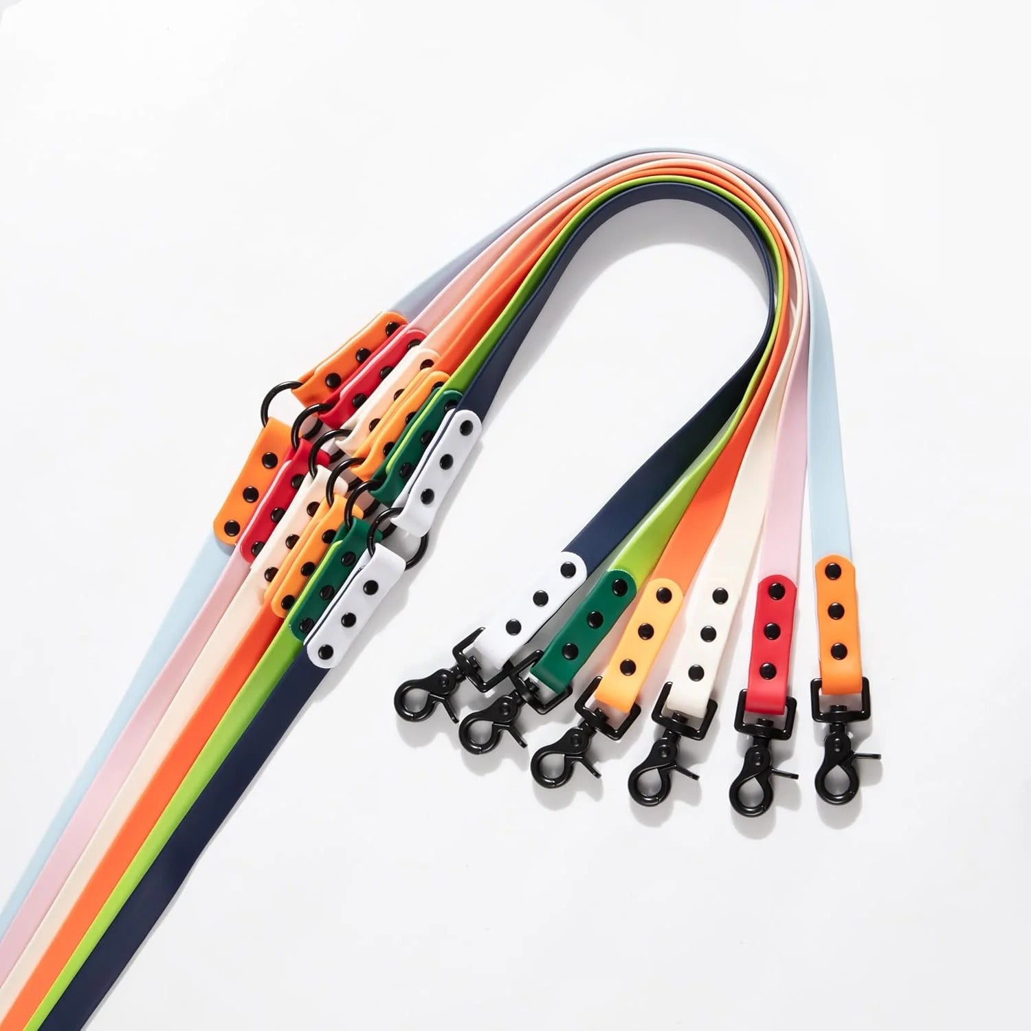 Adjustable Large Dog Hands-Free 6-in-1 Waterproof Leash and Collar Set with LED Flashlight, Poop Bag Holder, Bag Dispenser, Multi-Function Walking Gear for Small to Large Dogs, 8FT Periwinkle and Red