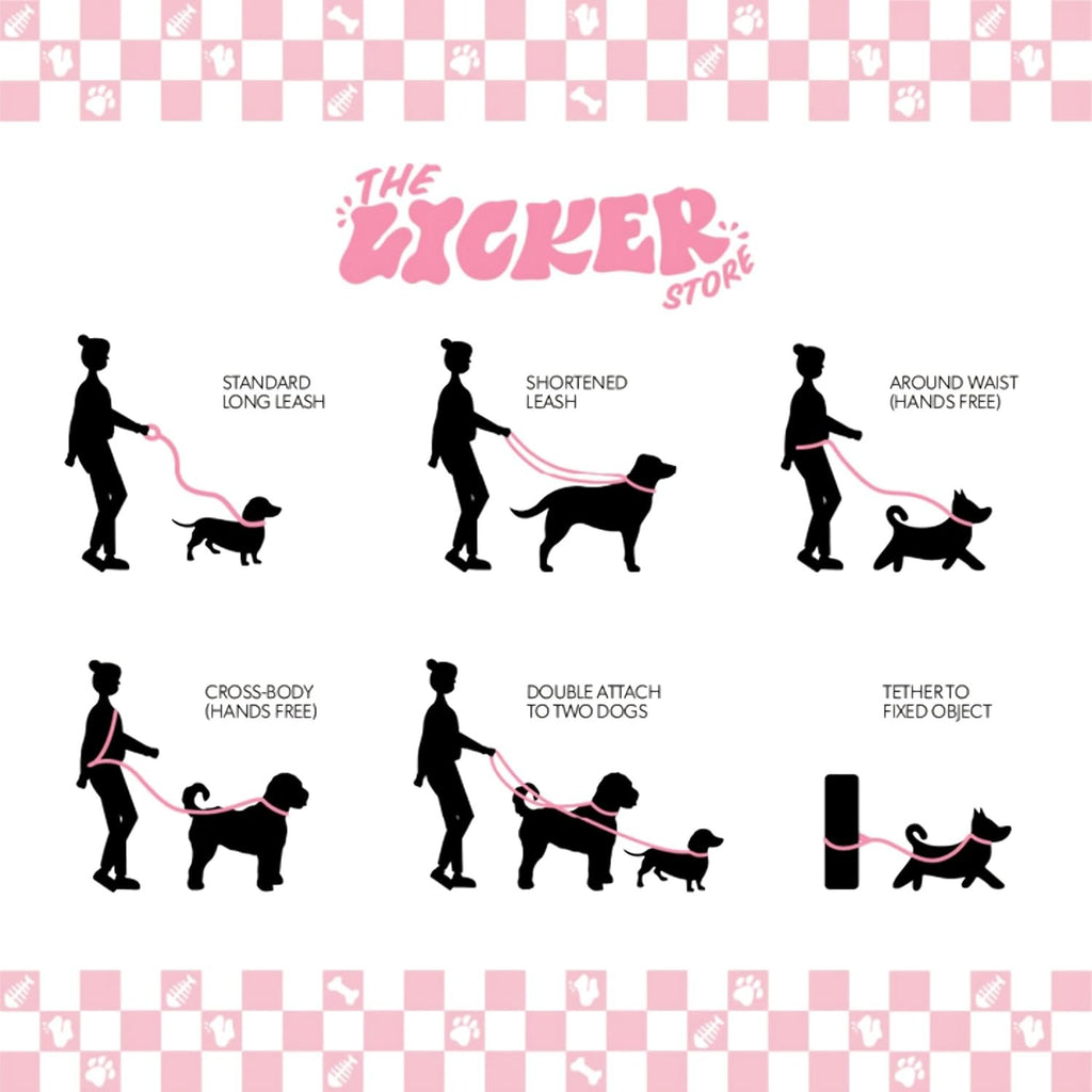 Adjustable Large Dog Hands-Free 6-in-1 Waterproof Leash and Collar Set with LED Flashlight, Poop Bag Holder, Bag Dispenser, Multi-Function Walking Gear for Small to Large Dogs, 8FT Periwinkle and Red